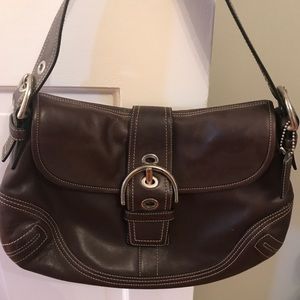 Brown leather Coach shoulder bag purse
